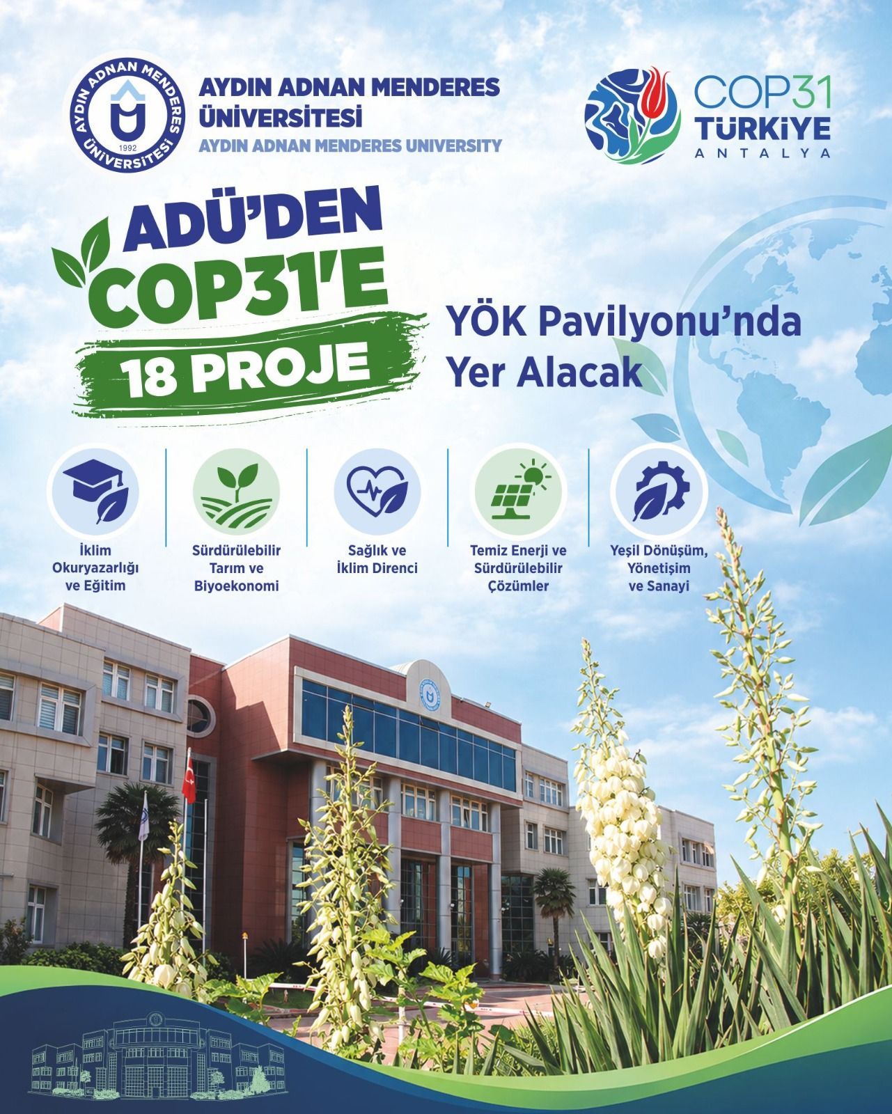 ADÜ’s Success at COP31: 18 Projects to Be Featured in the YÖK Pavilion
